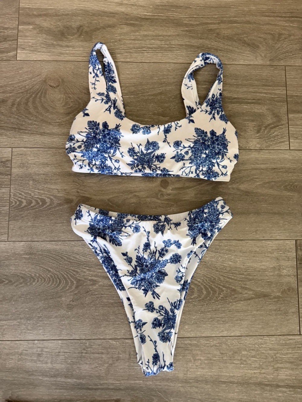 Blue Floral Two-Piece Bikini Set